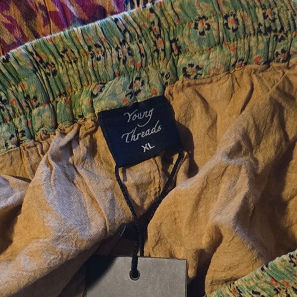 Young Threads Camel Brown Patchwork Flare Pants XL NWT - Autumn Boho - Picture 7 of 9